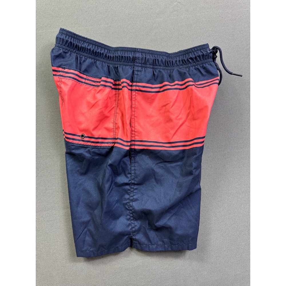 Old Navy Men's Swim Trunks‎ Navy Blue Orange Colorblock Striped Board Shorts